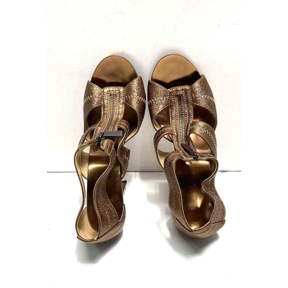 Like New Michael Kors Women's Berkley PW18F Brown Leather Heels Zip Size 8.5 - Picture 5 of 7